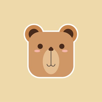 cute bear head cartoon flat design vector illustration