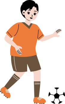 boy playing soccer character illustration png