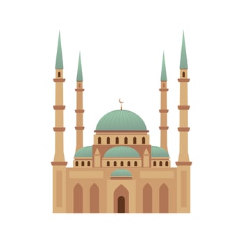 Muslim mosque vector illustration. Eid Mubarak, Ramadan Kareem. Travel destinations, Turkey