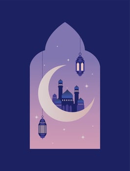 Ramadan Kareem vector illustration. Islamic greeting card, poster, banner