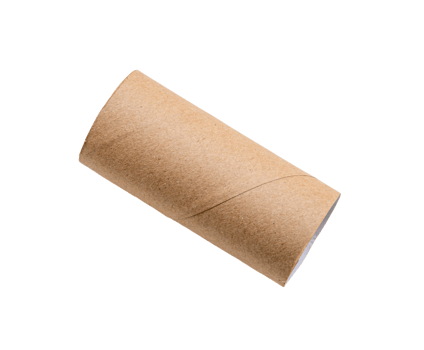 single lying tissue paper roll core isolated with clipping path. png