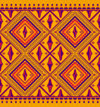 Ethnic folk geometric seamless pattern in yellow tone in vector illustration design for fabric, mat, carpet, scarf, wrapping paper, tile and more
