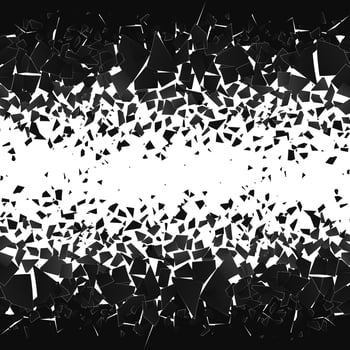 Shatter and destruction halftone effect. Abstract cloud of pieces and fragments after explosion. Vector