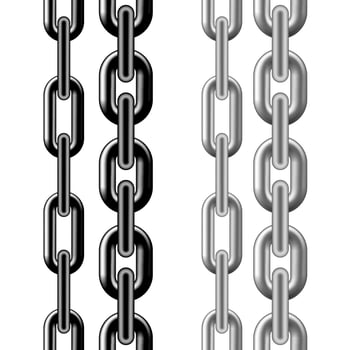 Seamless chain pattern. Black and silver metallic chain texture. vector illustration isolated on white background