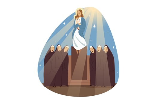 Saturday of akathist, religion, bible, christianity concept vector