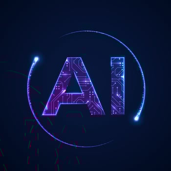 Artificial intelligence concept. Circuit board background with AI logo. Vector illustration