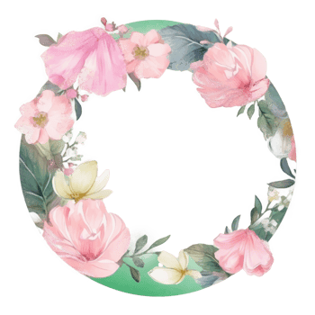 Green and Pink Watercolor Wedding Frame. png