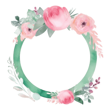 Green and Pink Watercolor Wedding Frame. png