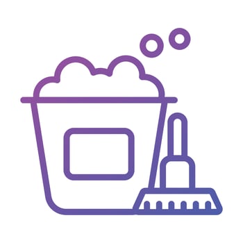 Bucket with brush concept of hygiene and cleaning vector, premium vector
