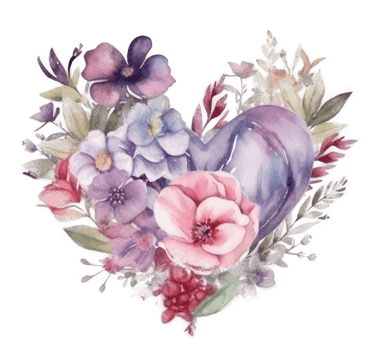 Watercolor heart with flowers. png