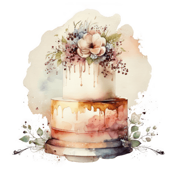 Watercolor wedding cake. png