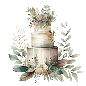 Watercolor wedding cake. png