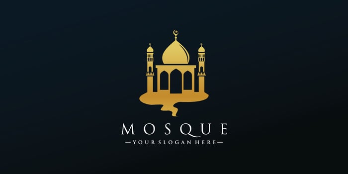 Mosque logo design template with unique concept Premium Vector