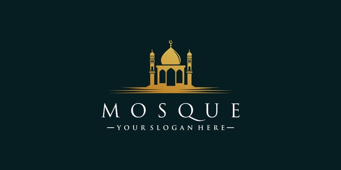 Mosque logo design template with unique concept Premium Vector