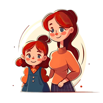 Mother and Daughter Cartoon png