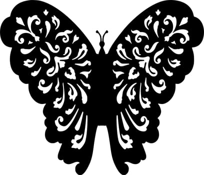 Vector silhouette of Butterfly on white background