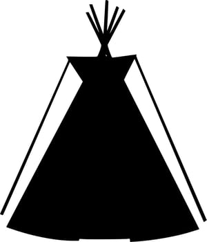 Vector silhouette of tent on white background