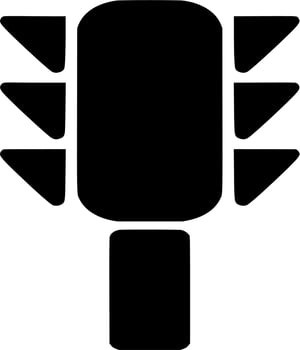 Vector silhouette of traffic light on white background