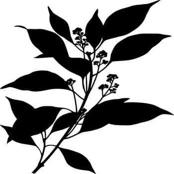 Vector silhouette of plant on white background