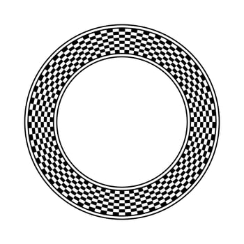 Black and white checkered circle frame vector