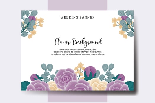 Wedding banner flower background, Digital watercolor hand drawn Rose Flower design Template vector
