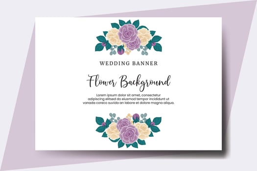 Wedding banner flower background, Digital watercolor hand drawn Rose Flower design Template vector