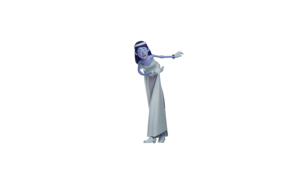 3D Illustration. Beautiful Princess 3D cartoon character. Princess with a bow bending salutes. Beautiful princess shows her sweet smile to everyone. 3D cartoon character png