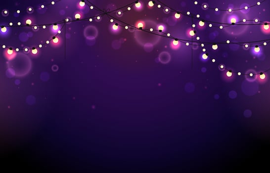 Glowing Light Bulbs on Purple Background vector