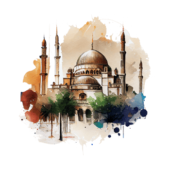 Beautiful Mosque Watercolor Design Illustration png