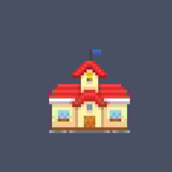 school building in pixel art style vector