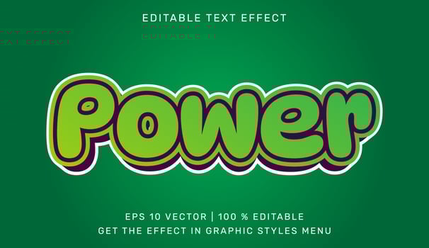 Power 3d editable text effect template vector