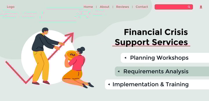 Financial crisis support services, analysis web vector