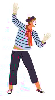 Pantonimist, mime performer at stage art personage vector