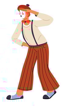 Mime artist, pantomimist character performers vector