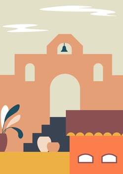 Old cityscape, skyline with houses exterior vector