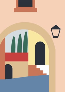 City street, architecture of building or house vector
