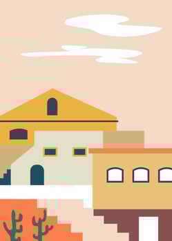 Cityscape with houses exteriors and facade vector