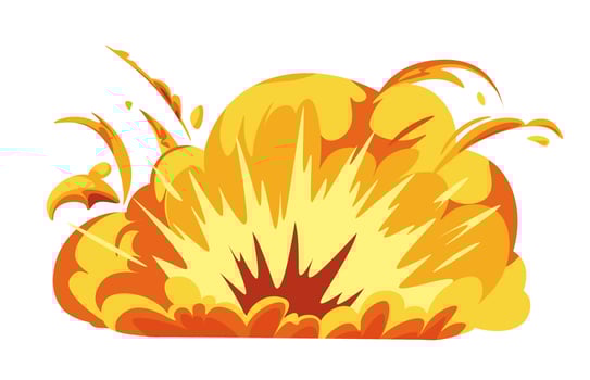 Explosions and burst of flames, fire and blaze vector