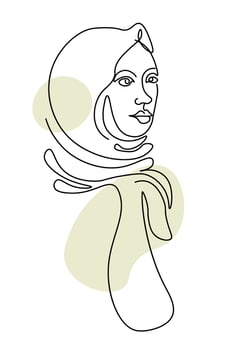 Woman with head covering, female wearing hijab vector