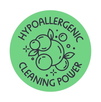 Hypoallergenic cleaning power, detergent sticker vector