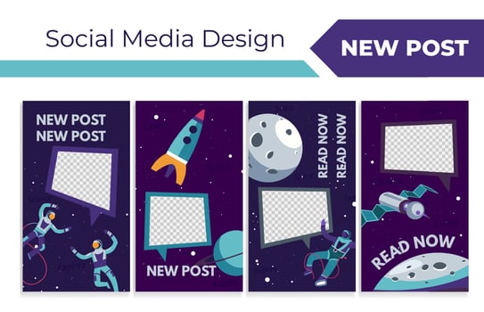 Social media design set for new post promo vector