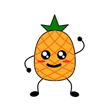 Pineapple cartoon character vector illustration