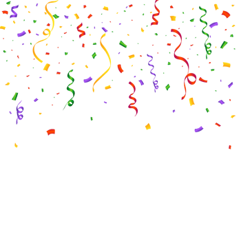 Realistic multicolored confetti PNG for the festival. Confetti and tinsel falling background. Colorful confetti isolated on a transparent background. Carnival elements. Birthday party celebration PNG.