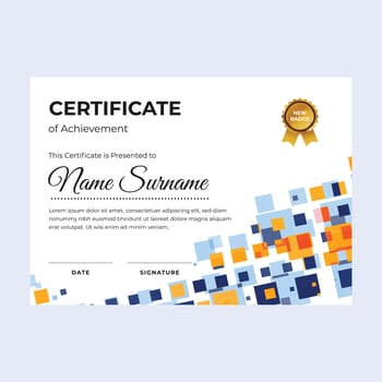 Modern certificate of achievement suitable for awards in corporate, personal business, and community vector