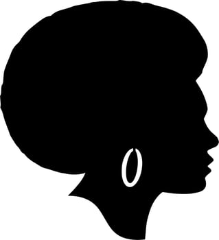Vector silhouette of afroamerican girl on white background