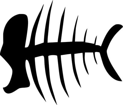 Vector silhouette of Fish Bone on white background