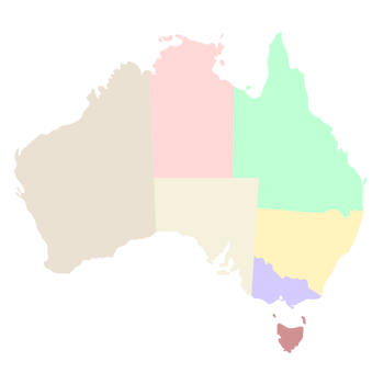 Australia map, Colorful region map png