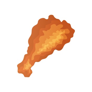Fast food ingredient fried chicken drumstick piece. Street takeaway cafe, cooking, junk food. King size, classic american traditional cartoon snacks meals. for banner, poster, menu, flyer vector