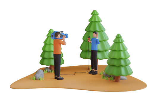 3d man reporter reporting from field. A news reporter broadcasts live on TV. 3D Illustration png