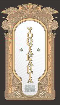 Luxury Yogyakarta typography with border decoration flower, abstract frame illustration vector
